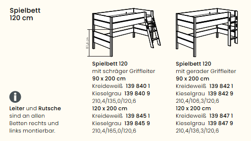 Paidi Spielbett ohne Rutsche Tiago, Höhe 120 cm 