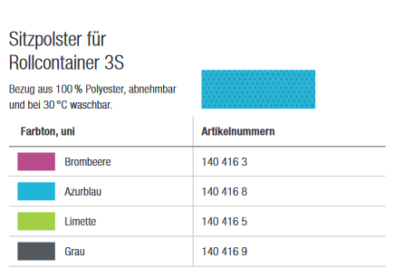 Paidi Sitzpolster in 3D Bezug ( für Rollcontainer 3 S ) 